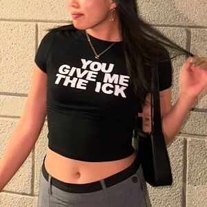Black Graphic Tee with White Text